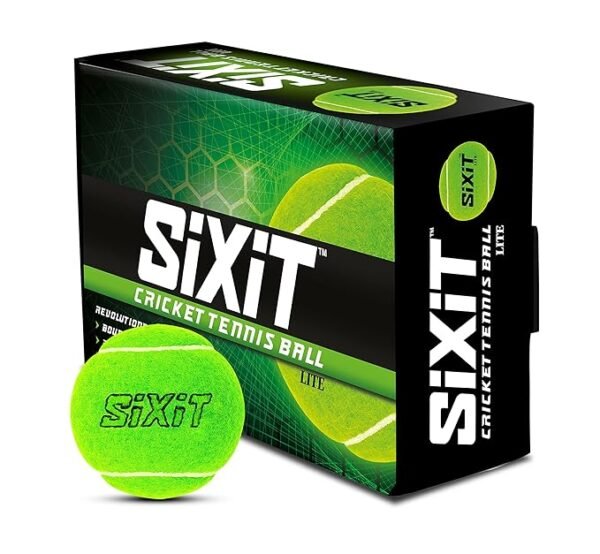 Sppartos Sixit Lite Cricket Tennis Balls – Pack of 6 | Green Color | Standard Size | Durable Rubber for Practice & Casual Play | Lightweight | Ideal for Adults