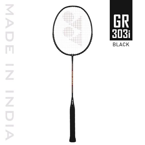 Yonex GR 303i Black Aluminium Badminton Racquet with Full Cover(Made in India)