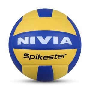 NIVIA Spikester Encounter 494 Volleyball - Size 4, PU Material, 280g - Yellow/Blue for Adults (Indoor/Outdoor Play)