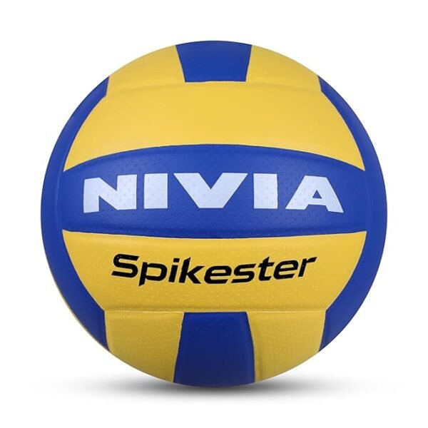 NIVIA Spikester Encounter 494 Volleyball - Size 4, PU Material, 280g - Yellow/Blue for Adults (Indoor/Outdoor Play)