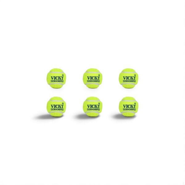 Vicky Cricket Tennis Balls - Pack of 6 | Green Color | Light Weight 75g | High Bounce Rubber Balls for Outdoor Sports & Practice