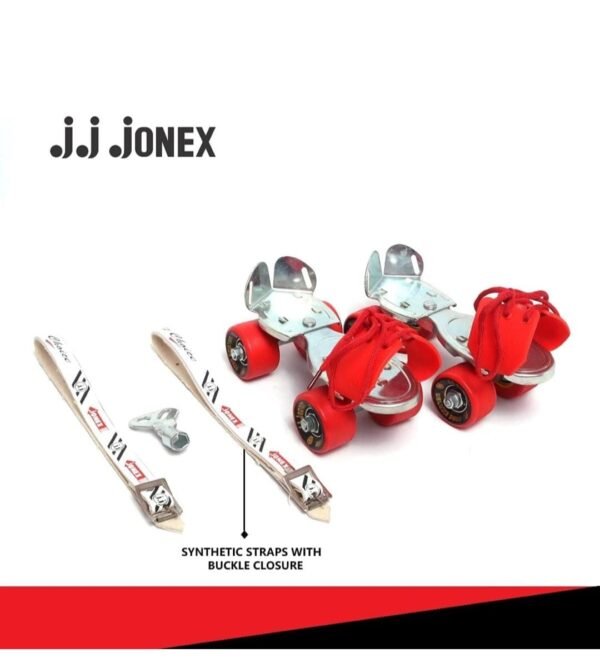 JJ Jonex Baby Deluxe Red Adjustable Quad Roller Skates Kids Suitable for Age Group 3 -7 Years Old (MYC), Size Free