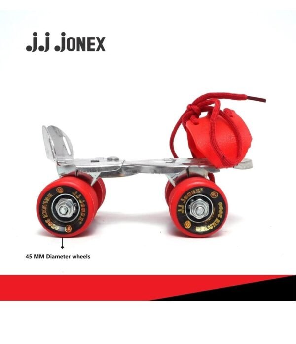 JJ Jonex Baby Deluxe Red Adjustable Quad Roller Skates Kids Suitable for Age Group 3 -7 Years Old (MYC), Size Free