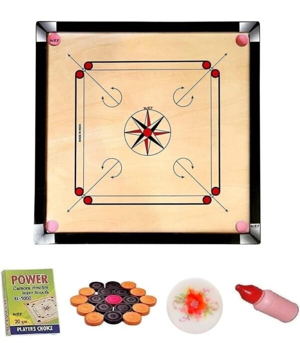 Superior Matte Finish Practice Carrom Board for Serious Professional Practice with Coins Striker and Powder Black New(32 inch Carrom TS-2)