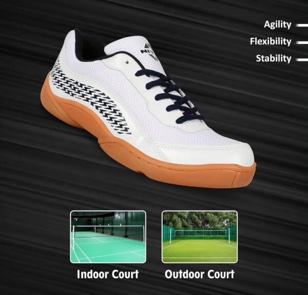 Nivia Flash 2.0 Badminton Shoes for Men | Your Go-to Shoe for Pickleball, Padel, and All Court Sports | Badminton Sports Shoes | (Blue/White/Sky Blue)