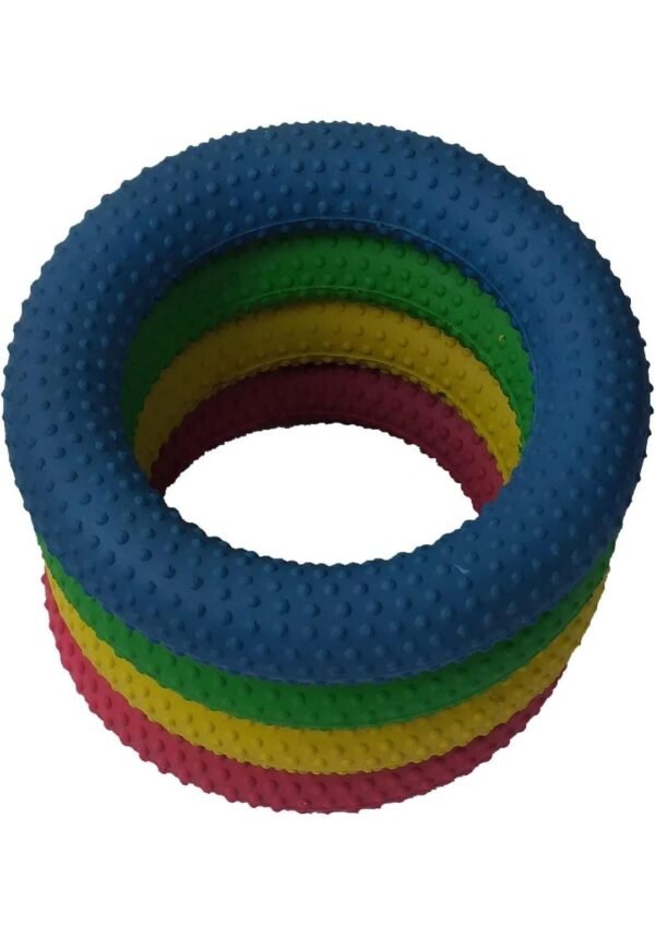 Tima Deck Tennis Rings: Outdoor Party, Beach & Playground Game for Adults, Kids & Families - Set of 4 Rubber Disks for Tennikoit Games (Dotted)