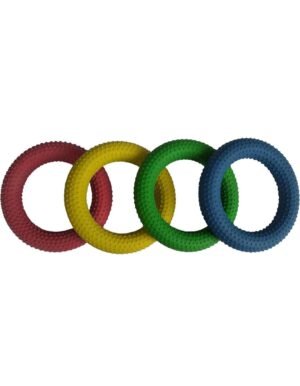 Tima Deck Tennis Rings: Outdoor Party, Beach & Playground Game for Adults, Kids & Families - Set of 4 Rubber Disks for Tennikoit Games (Dotted)